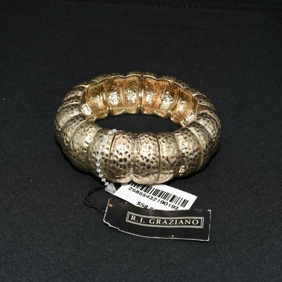 R. J. Graziano Gold Hammered Stretch Bracelet, New With Tags, 1 Inch - Picture 6 of 8